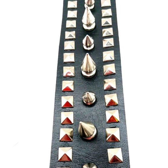 Gothic Spiked + Studded Bracelet Unisex Vegan Leather  -New - Picture 10 of 10